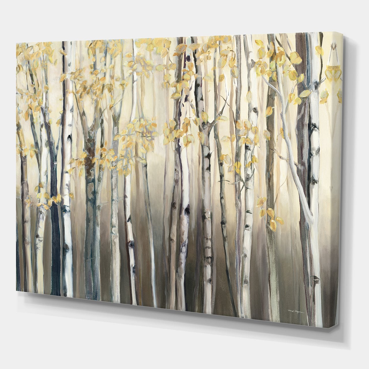 Designart - Golden Birch Forest I - Landscapes Premium Canvas Wall Art